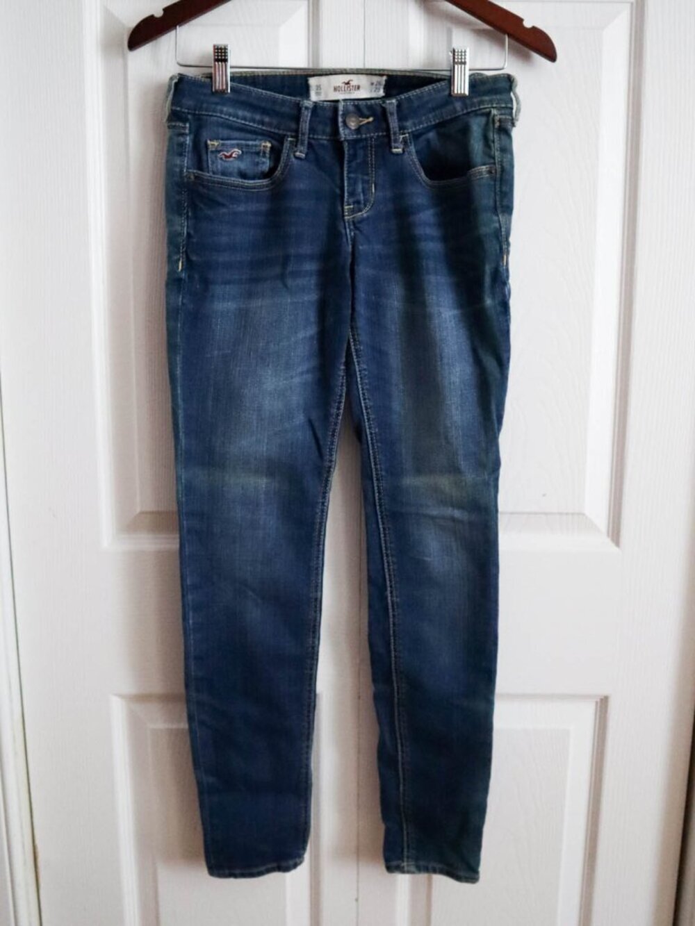 Hollister Skinny Straight Leg Jeans Dark Wash Denim Sz 3S Petite Low Rise